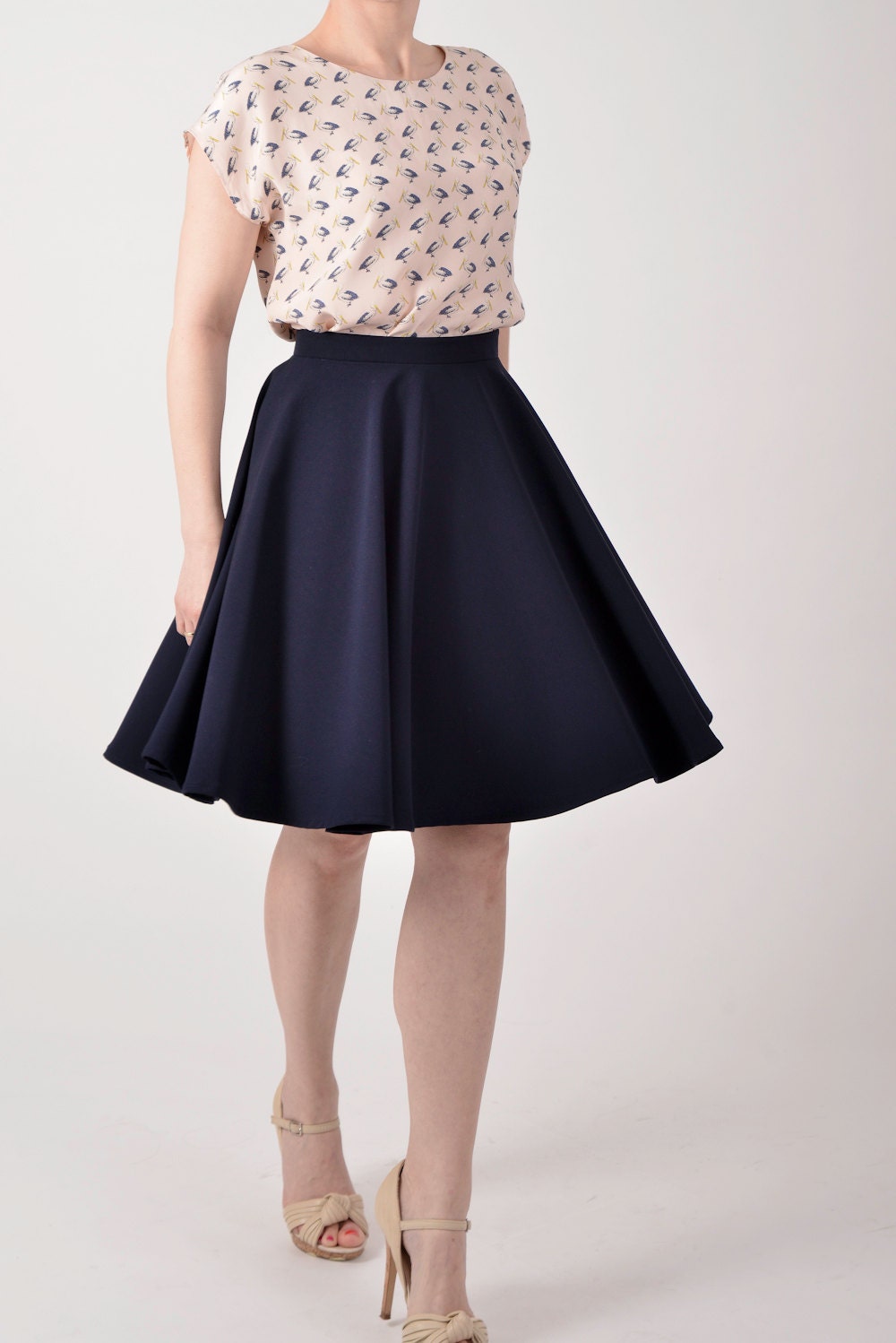 Navy blue circle skirt