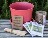 Spring Garden Kit - Heirloom Seeds, Coral Bamboo Pot
