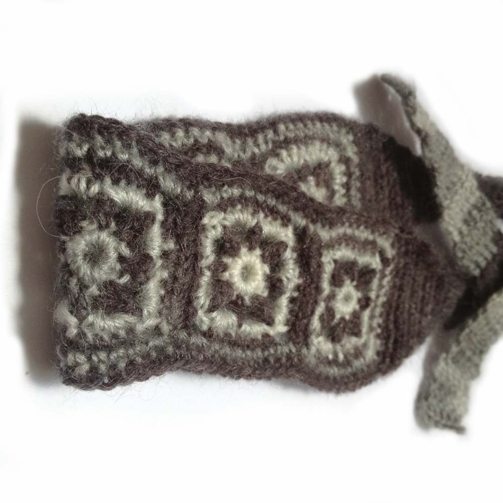 No Slip Crochet Headband, Boho Knit Hairband in Fuzzy Light & Dark Gray Wool, Mohair Blend