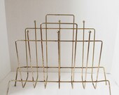 Vintage Gold Brass Mid Century Magazine Rack
