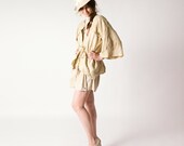 Felted jacket kimono beige cream, nunofelting, fashion clothing, size M-L, OOAK