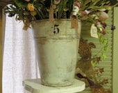 Vintage Tall UpCycled No. 5 Galvanized Metal Bucket / Florist Container / Wedding Flower Arrangement