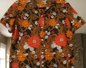 dayglo flowers "" vintage buttondown blouse