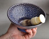 Shaving Bowl Ready To Ship Dark Blue Dottie Shaving Bowl by Symmetrical Pottery