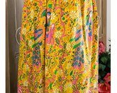 70s - Miss Destroyer - black and yellow halter maxi dress with india goddess print  - size S