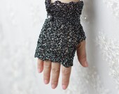 Lace Wedding Gloves, Black, Handmade Fingerless Gloves, bridal, bridesmaid gift accessories