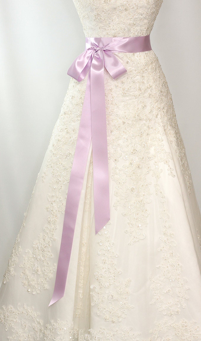 Bridal Sash - Romantic Luxe Satin Ribbon Sash - Wedding Sashes - Lightest Laveneder Purple - 2in  - Bridal Belt