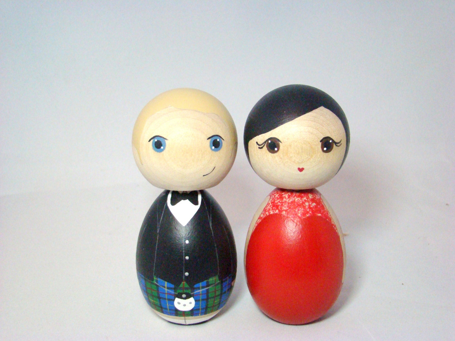 Kokeshi Doll Ethnic Wedding Cake Toppers Custom Hand Painted