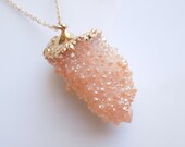 Peach Spirit Quartz Necklace, Statement Jewelry, One Of A Kind
