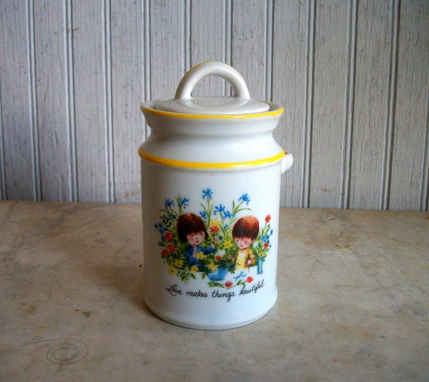 Vintage 1970s Moppets Fran Mar Porcelain Canister