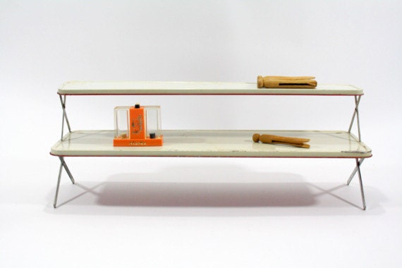 Reserved Vintage White Metal Shelf / Vintage Kitchen Spice Rack / Multi Purpose Shelf