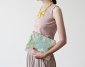 NEW Geometrical Illusion Printed  Leather Pouch  aqua No. ZP-207