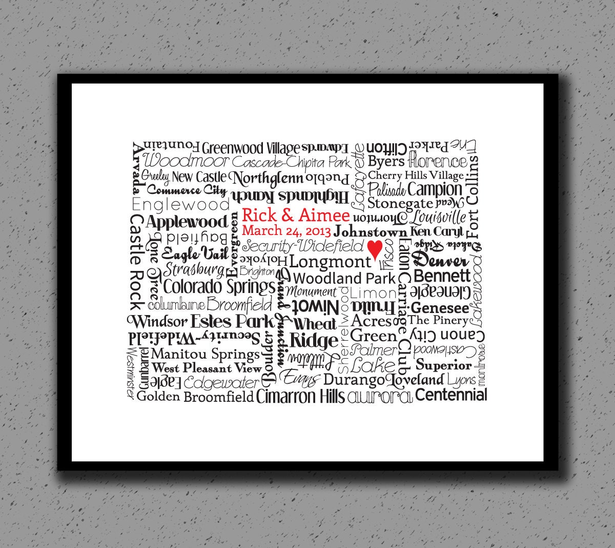 Colorado State Print, CO, State Art, Wall Decor, State Map, Wedding, Personalized, Print, Custom, Cities, City, Housewarming Gift, Travel