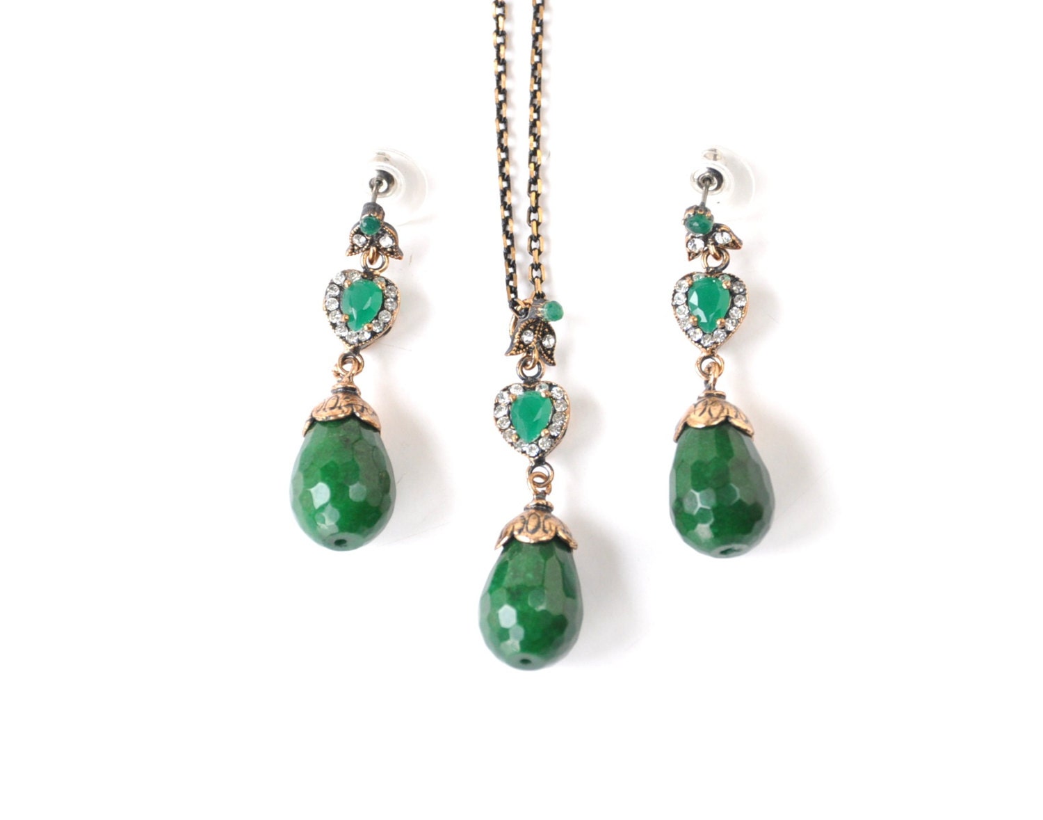 agate drop necklace set