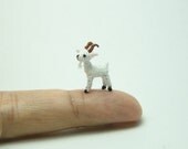 0.6 inch miniature white goat - Micro amigurumi crochet animal