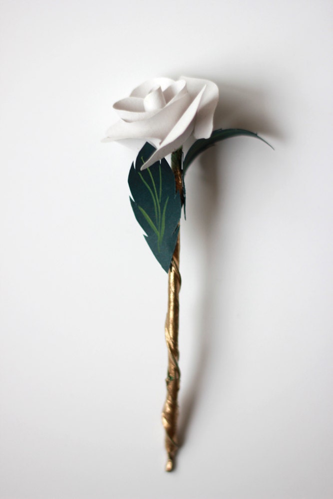 Grey paper rose flower gift topper