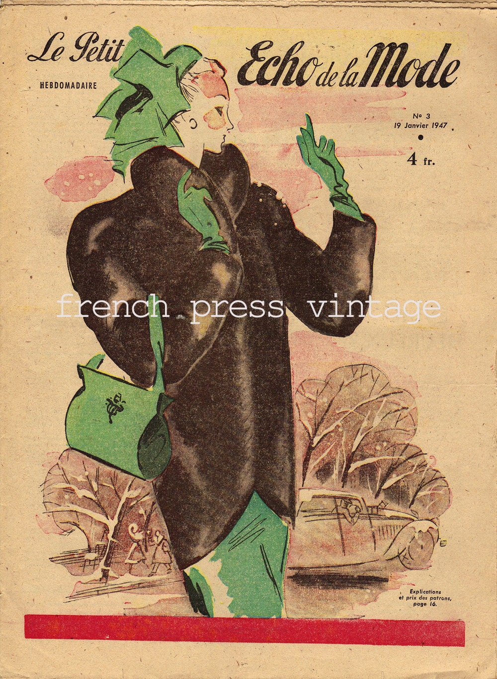 vintage french women's magazine  /  le petit echo de la mode 1940s / paper ephemera