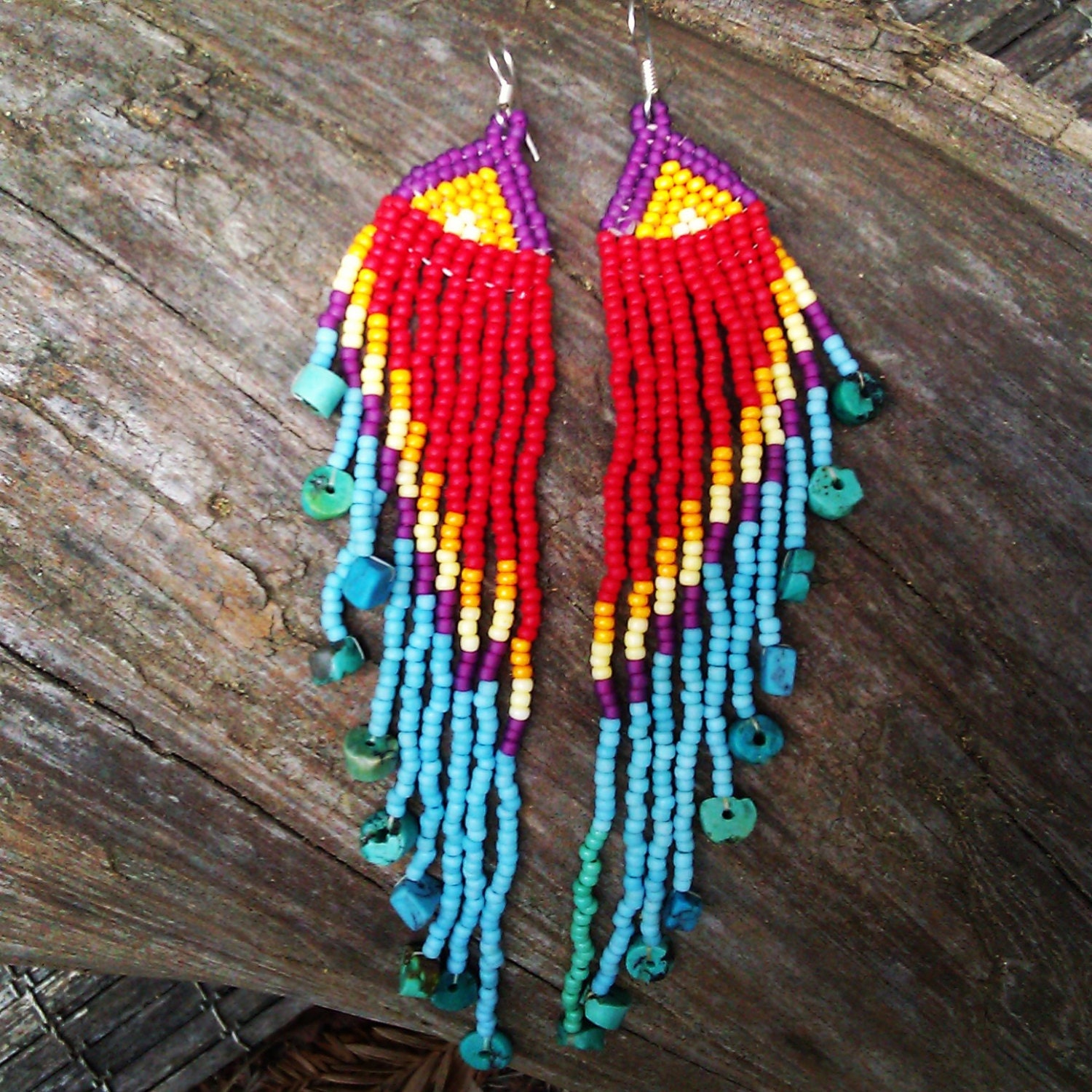 Macaw colored beaded earrings