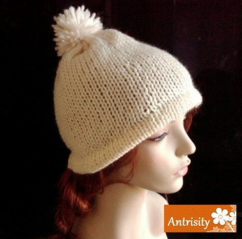Knit Alpaca Hat, Winter Pom Pom
