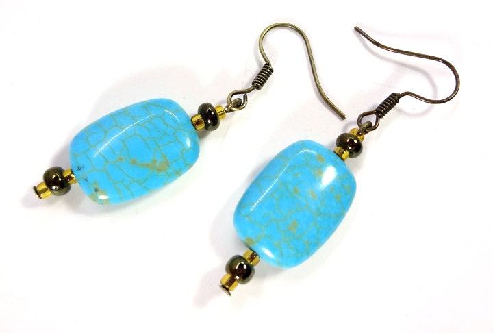 Light Blue and Bronze Earrings