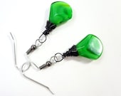 Black and Green Wire Wrapped Earrings