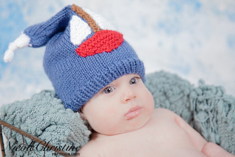 Knit baby hat Let's Go Sailing
