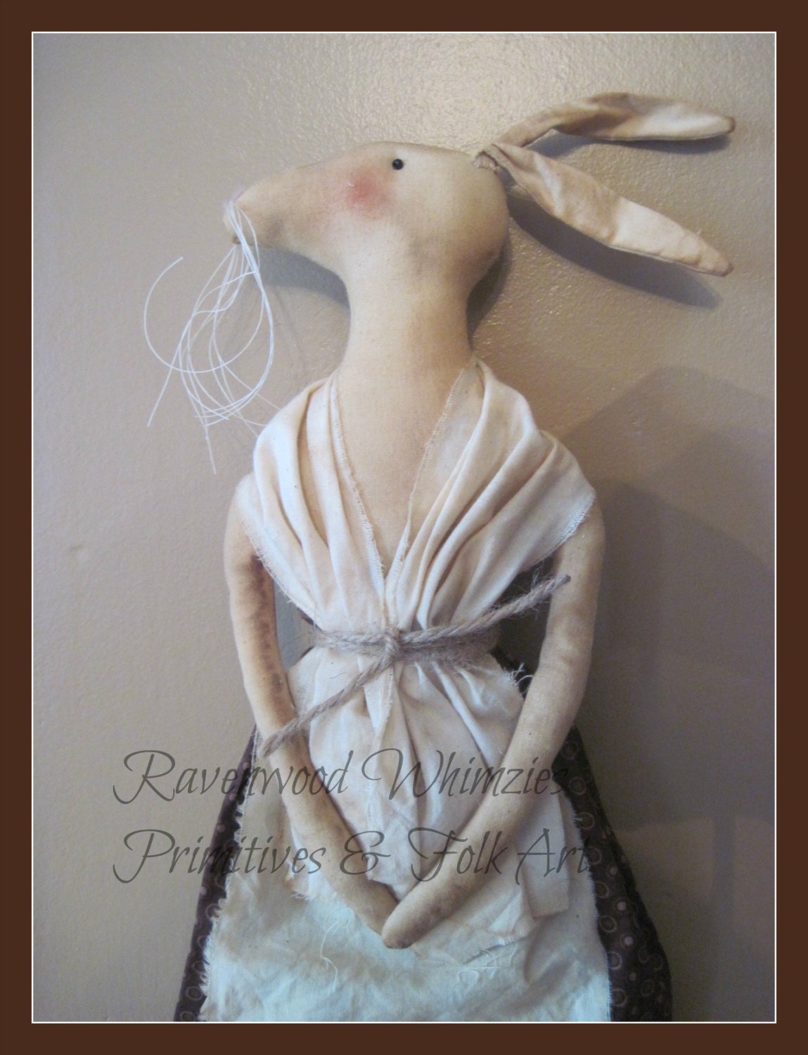 Primitive Homestead Rabbit, Farmhouse Rabbit, Folk Art Rabbit, custom made rabbit