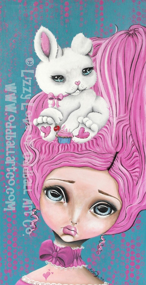 Big Eye Art Print Signed Let Them Eat Cake by Lizzy Love apprx 8x10