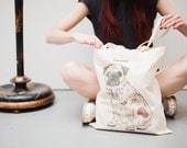Tattoo Pug Printed Tote Bag