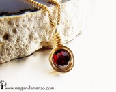 Garnet, January Birthstone Necklace - simplicity