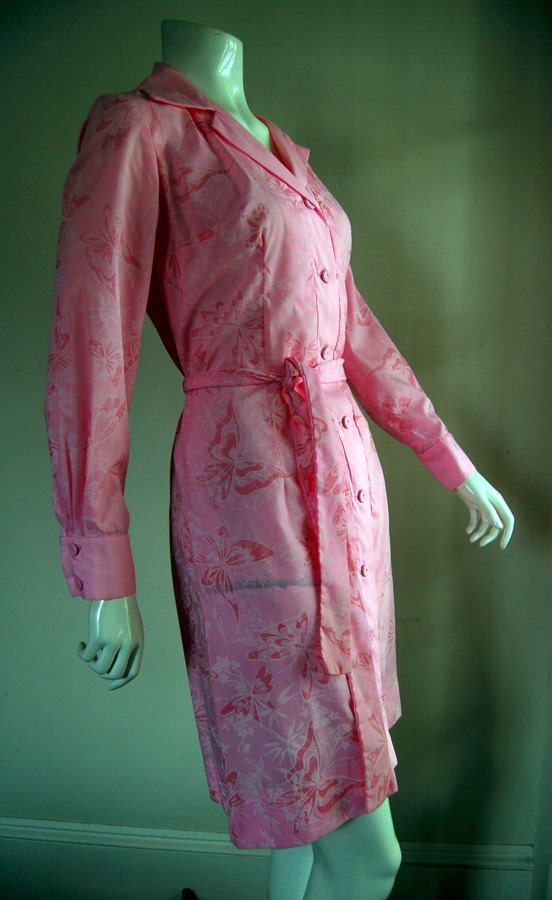 Mod  Shirtdress - Pink Floral Butterfly Print