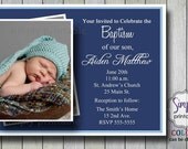Baptism Invitation wth Photo - Dark Blue Il_170x135