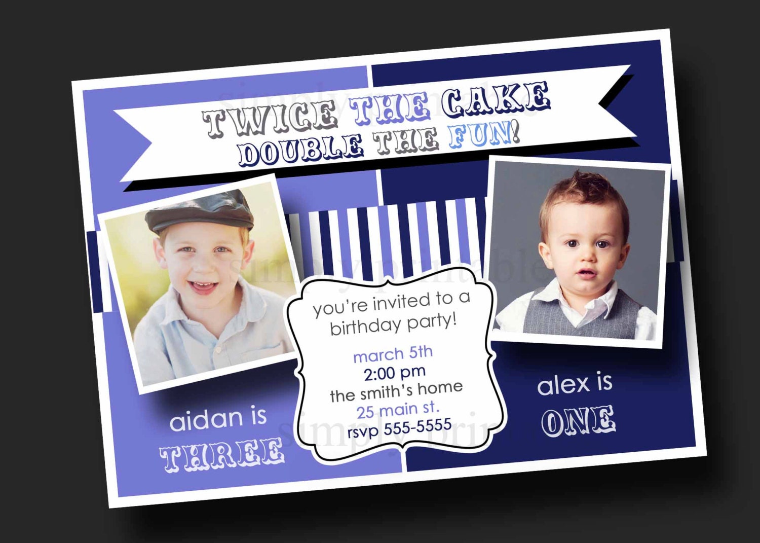 Joint Boy Birthday Invitation Il_570xn