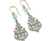 Verdigris Jewelry Verdigris Earrings Boho Earrings Gypsy Earrings Aqua Turquoise Earrings Steampunk Jewelry VictorianCuriosities