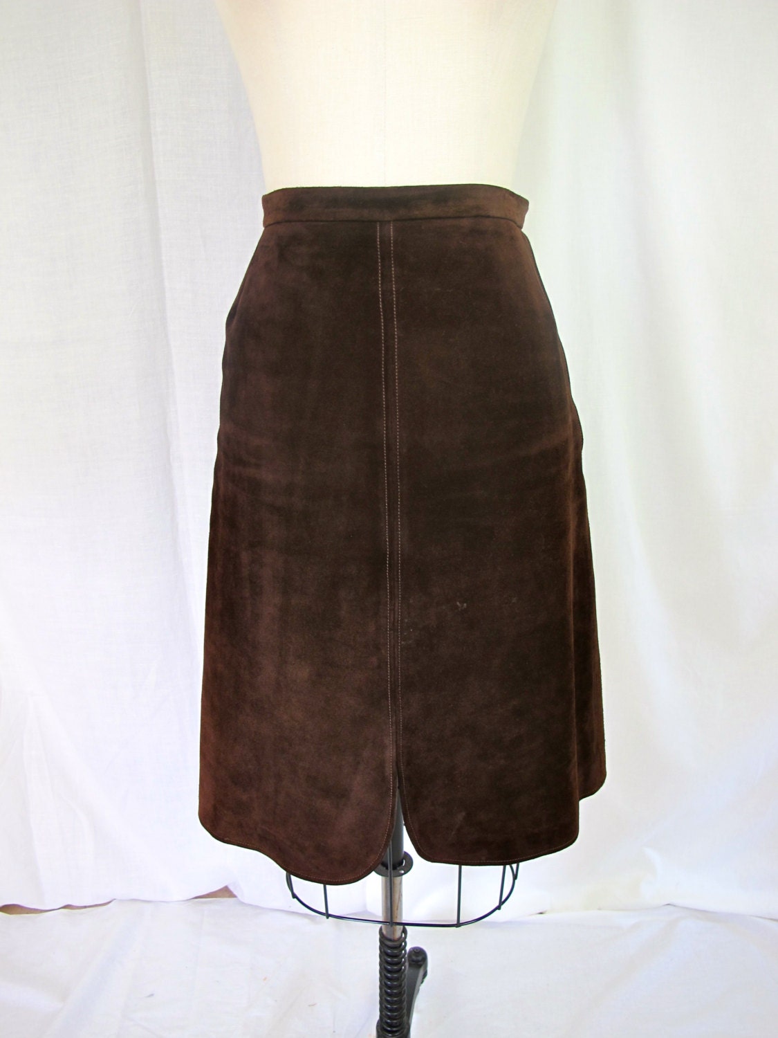 GUCCI Rich Brown Suede Leather Skirt