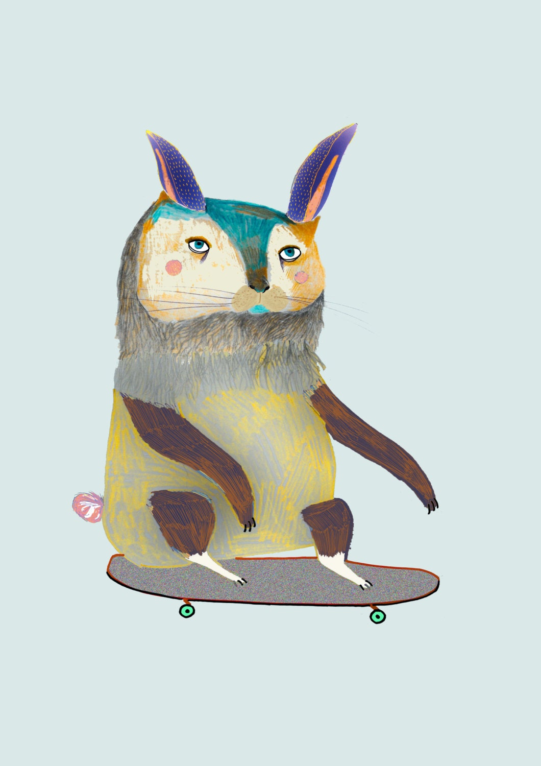Rabbit Skater. Limited edition art print by Ashley Percival. only (100) prints.