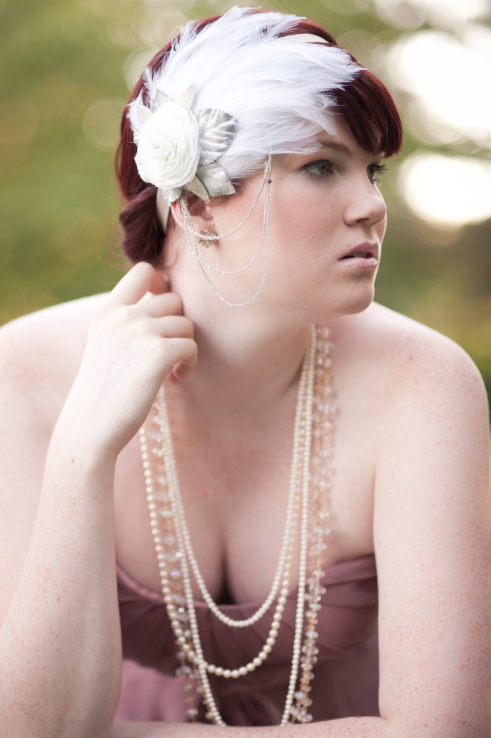 Ariel Bridal Headpiece Feather Fascinator White Wedding Headband Flapper Millinery