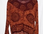 Vintage Indian Semi Sheer Batik Blouse Gauzy Top