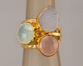 Statement Ring - Stacking Rings - Stackable Rings - Gemstone Ring-  Druzy Rings - Gold Rings -  Vermeil Ring - Gift for Mom