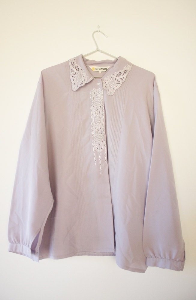 Lavender Collared 60s Pastel Blouse