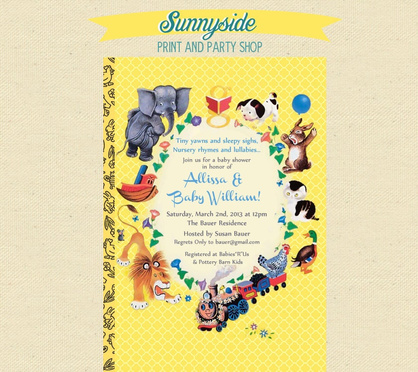 Baby Shower Golden Book Storybook Invites - Boy or Girl - Printable Il_570xn