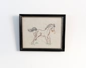 Vintage Embroidered Horse in Frame