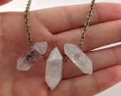 3 Stone Crystal Quartz Necklace
