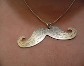 Hand Stamped Mustache Necklace