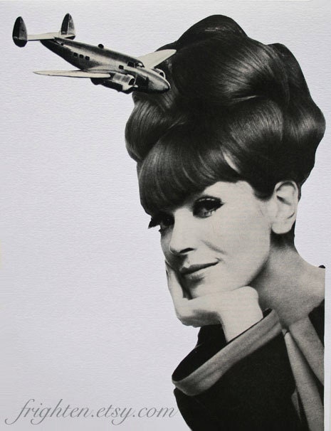 Paper Collage, Soft Landing, One of a Kind Black and White Art