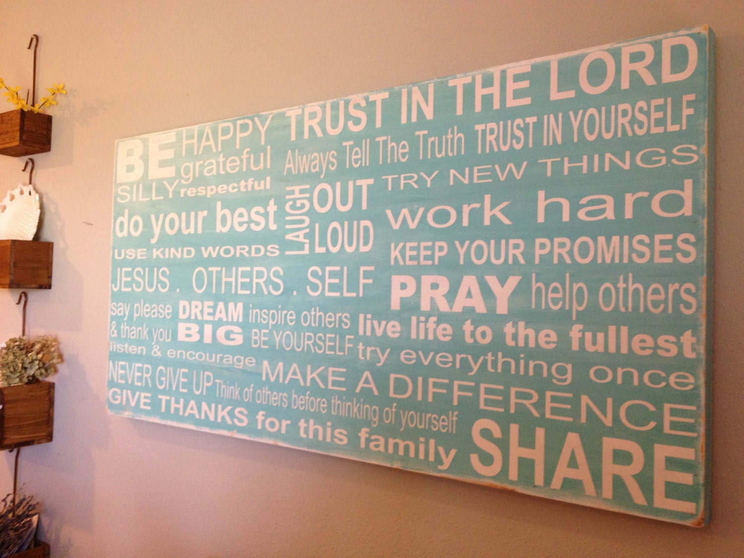 X-tra Large Custom Family Rules sign - 24x48 - you pick color and wording - handpainted on wood sign