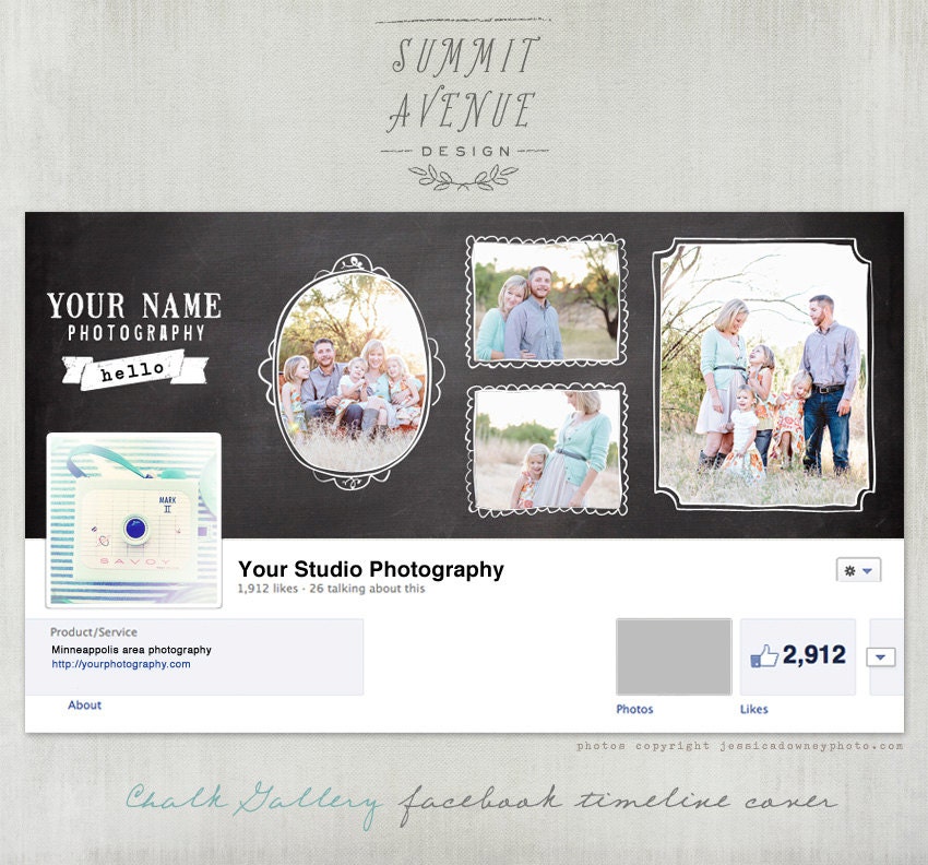 Chalkboard Gallery Facebook Timeline Cover design - by Summit Avenue - Instant Download