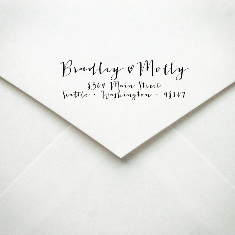 Wood Handle Return Address Stamp - Custom - Calligraphy Style