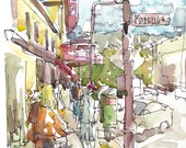 Graduation Gift Berkeley Solano Avenue 8x10 print of a watercolor sketch