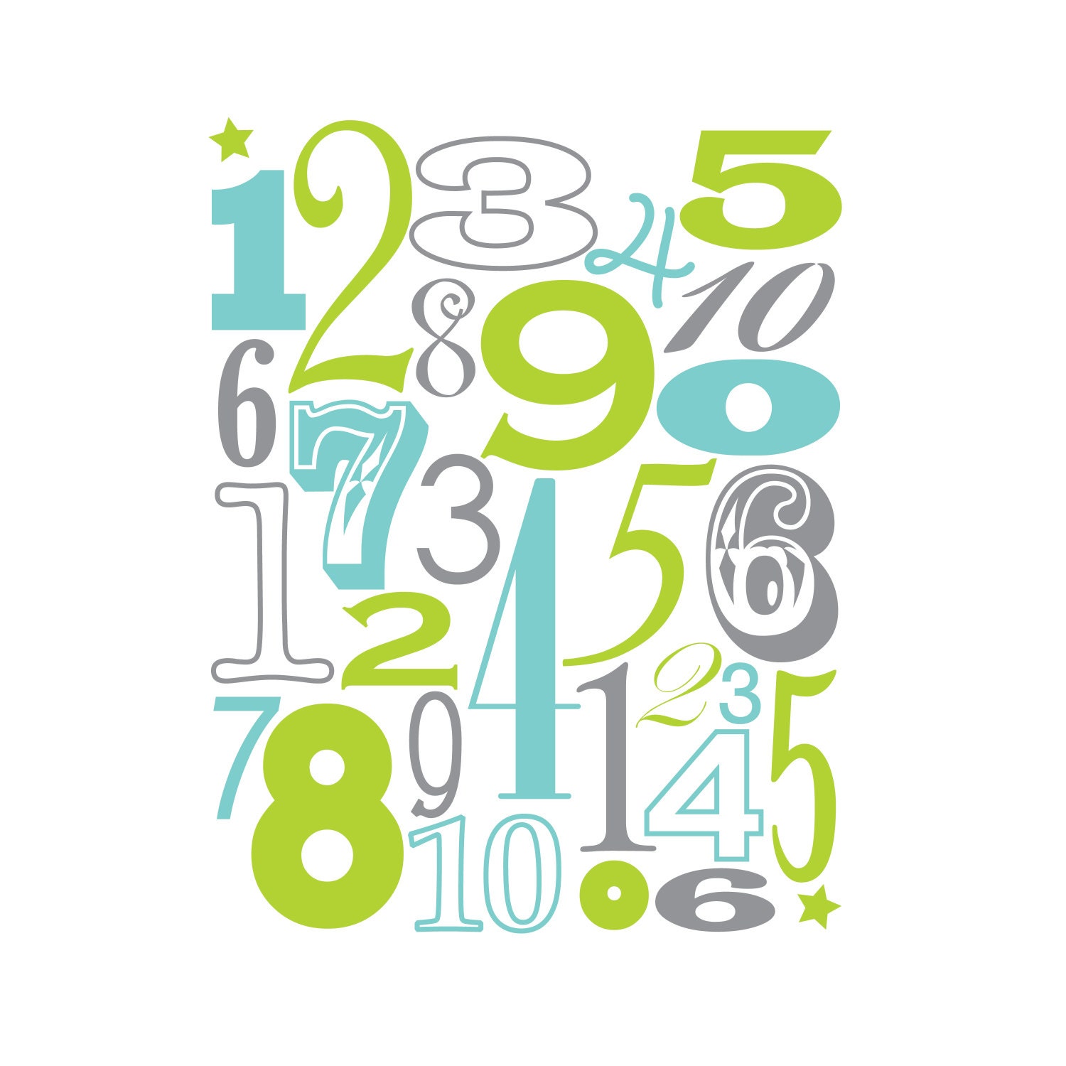 Nursery Wall Art, Numbers Nursery Art, Playroom art, Numbers Poster, Children Artwork for Playroom, Numbers Nursery Print, Counting